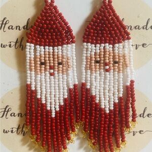 Handmade Santa Beaded Earrings